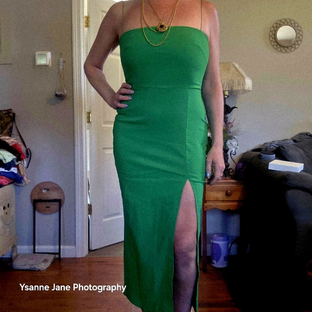 Vesper Maxi Green Dress With Slit